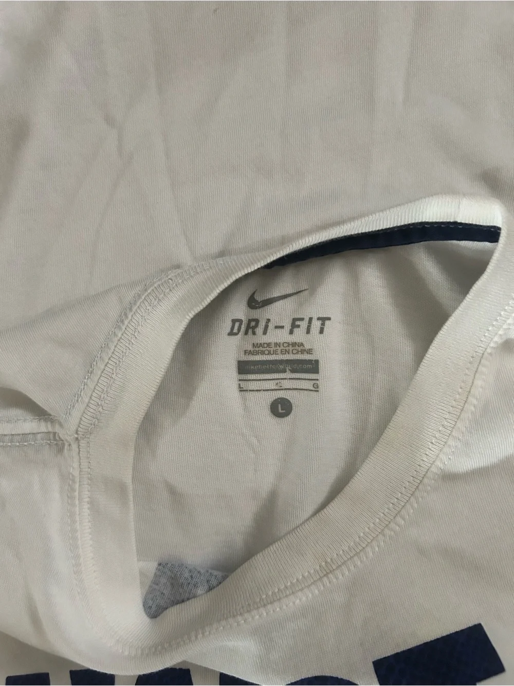 Nike White Short Sleeve Tee with Navy 'Hot Handed Cold Blooded' Graphic